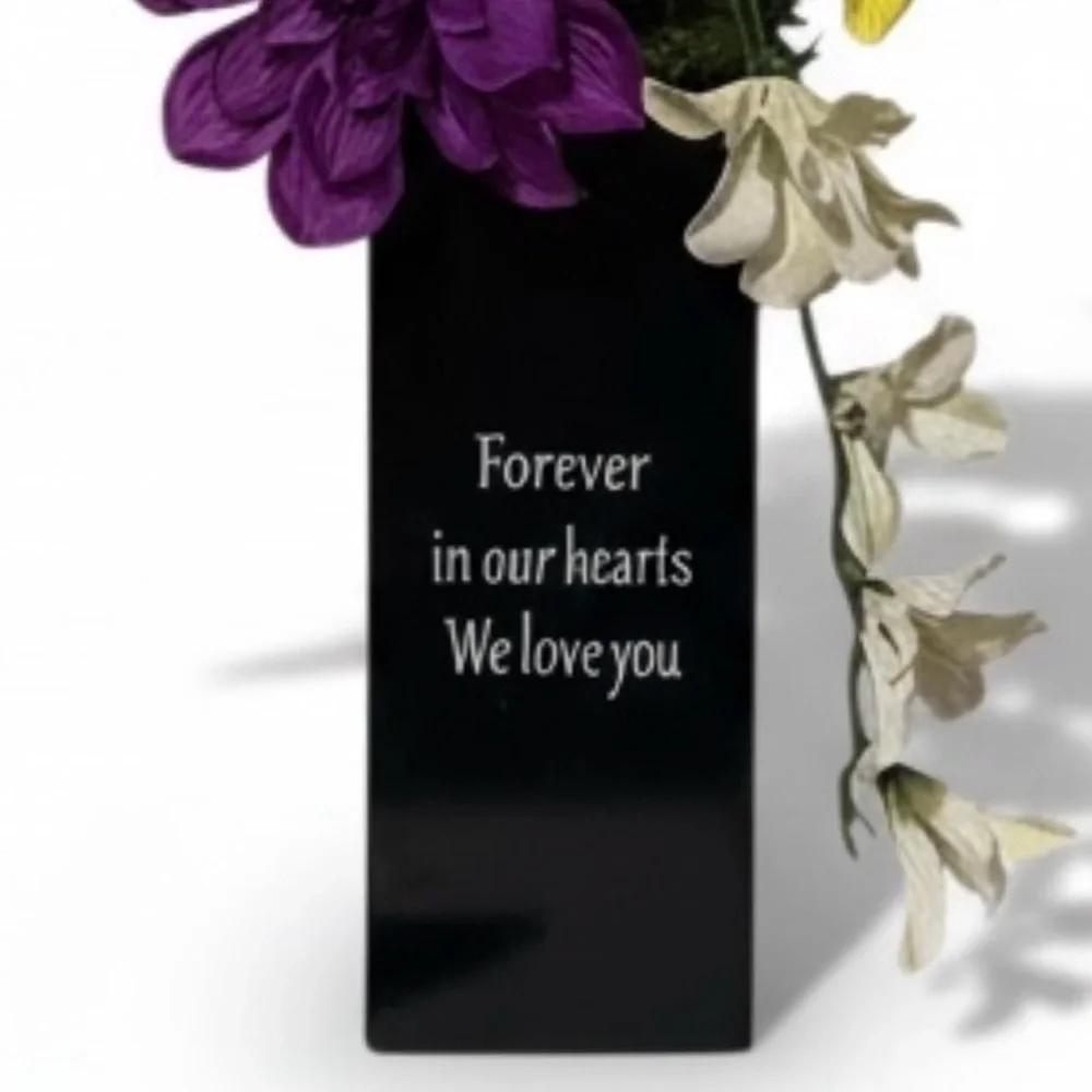 Flower Arrangement Purple White Yellow Cemetery Memorial Metal Vase NEW